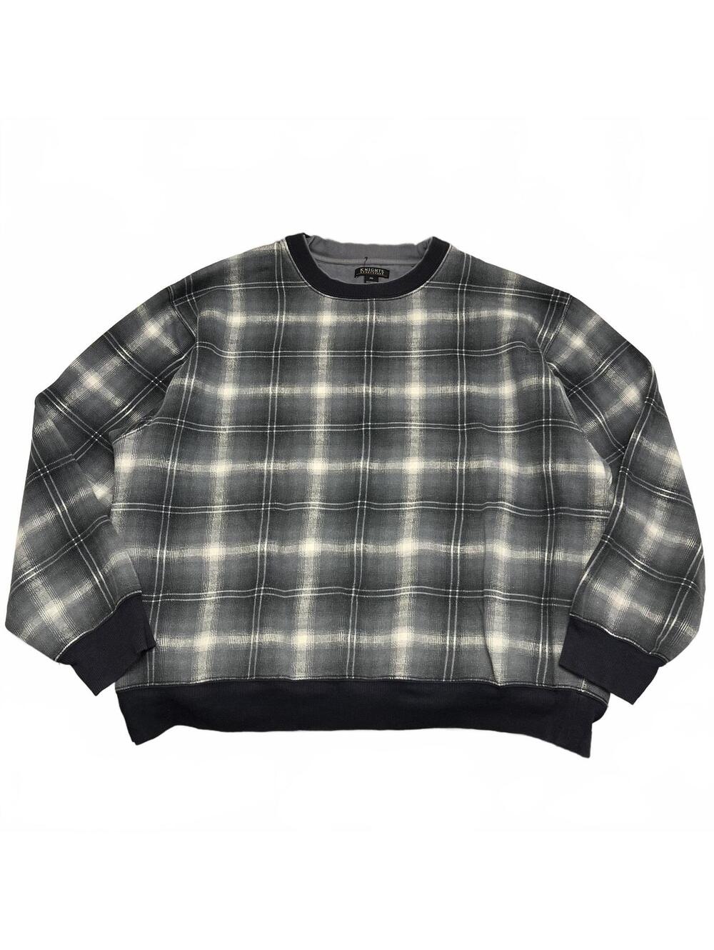 Vintage Knights Sportswear Grey-Blue Plaid Sweatshirt Sz XXL Grunge 90s Retro